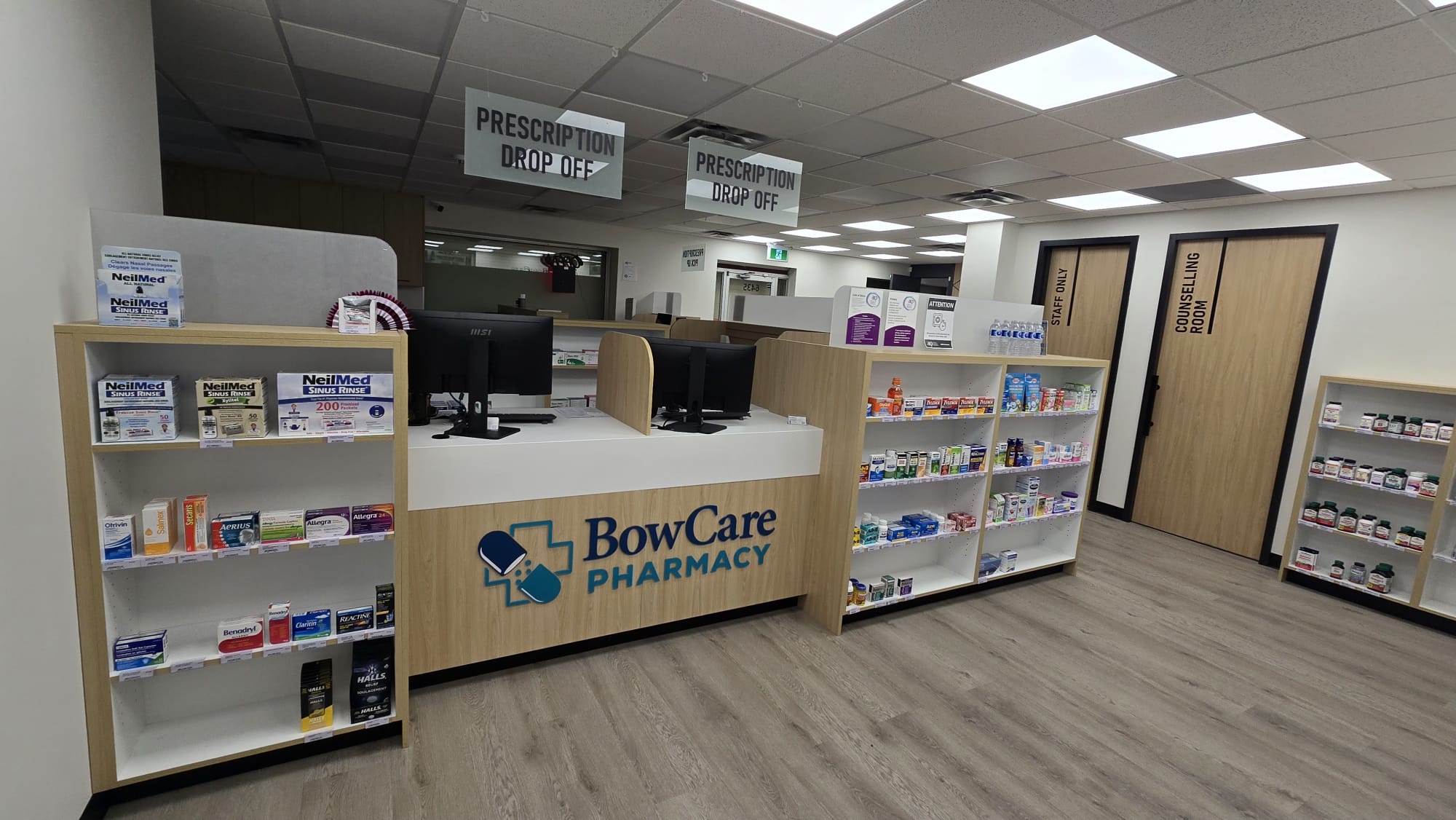 Bow Care Pharmacy checkout and retail counter area