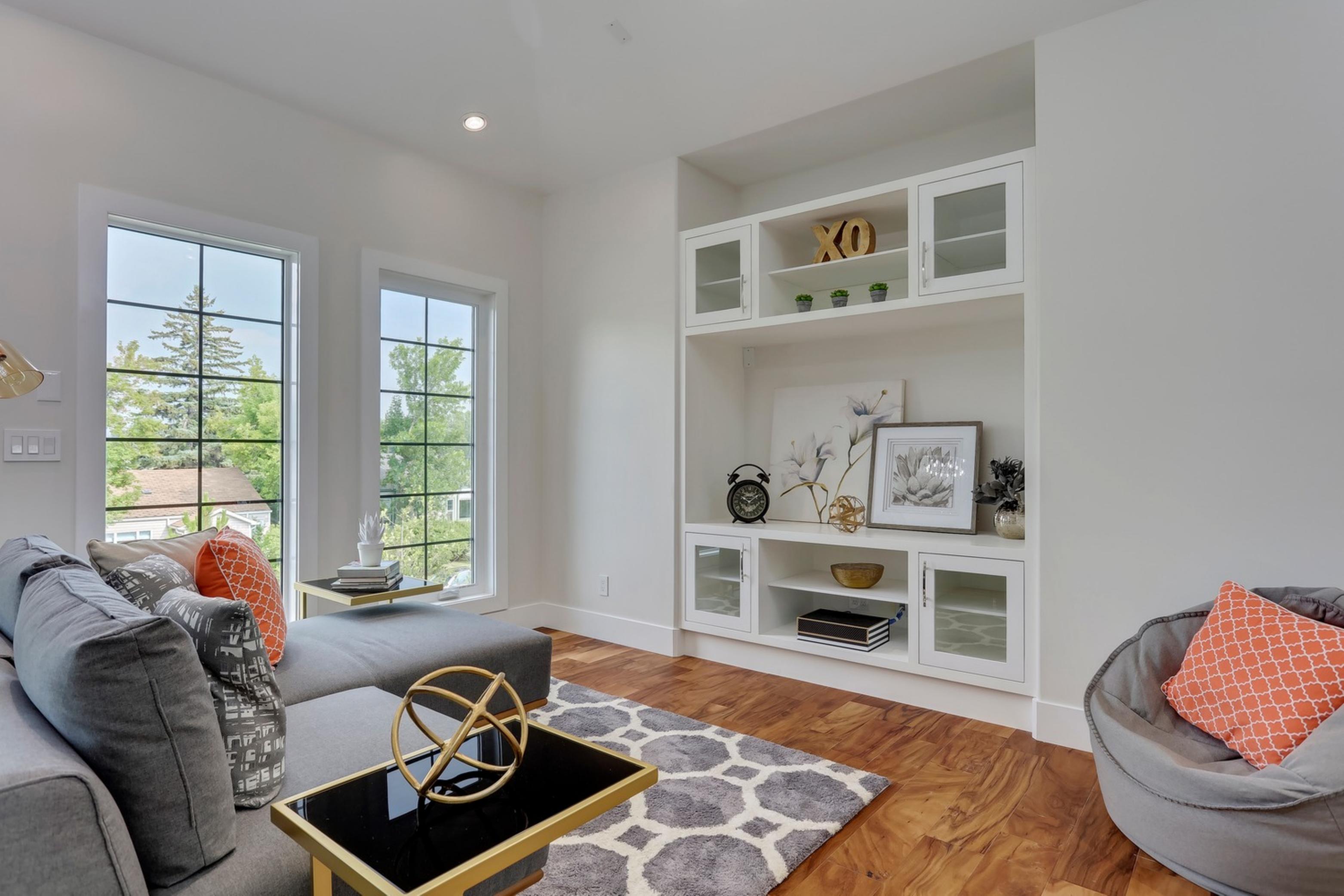 Killanery Custom Residence living room with custom built-in display unit