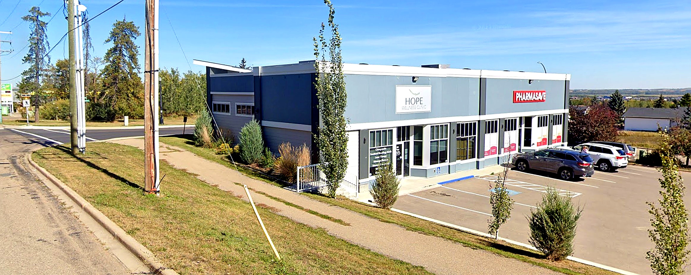 Pharmasave Sylvan Lake building exterior with pharmacy entrance and signage